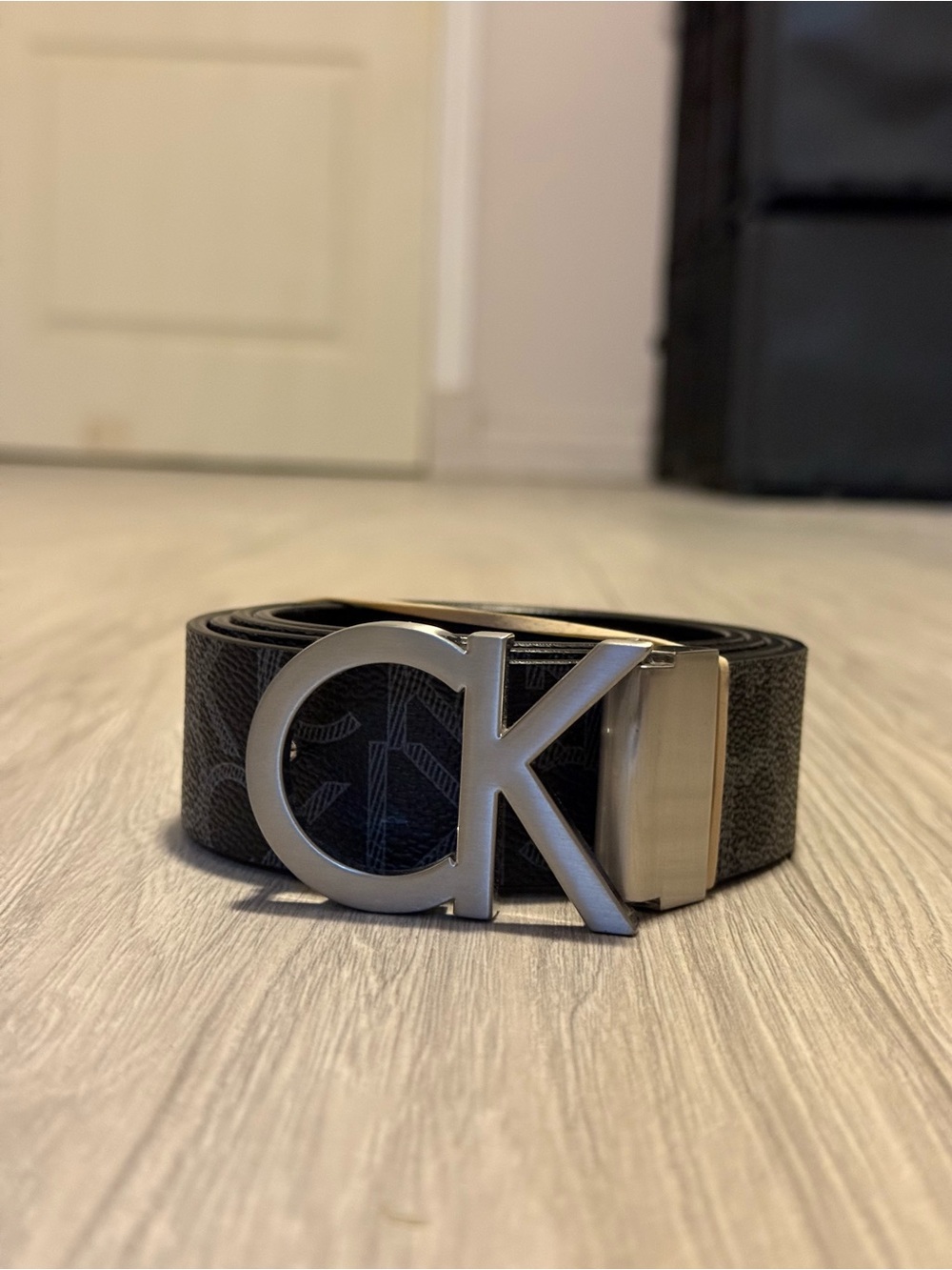 Calvin Klein Black Monogram CK Buckle Belt